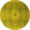 thumbnail image 1 of Ahgly Company Indoor Round Abstract Yellow Modern Area Rugs, 4' Round, 1 of 4