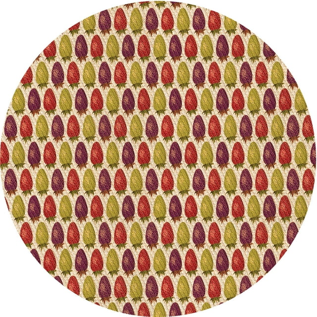 Ahgly Company Tapis d'Intérieur Rond Lavable en Machine Rouge Transitionnel, 3 Pieds Rond