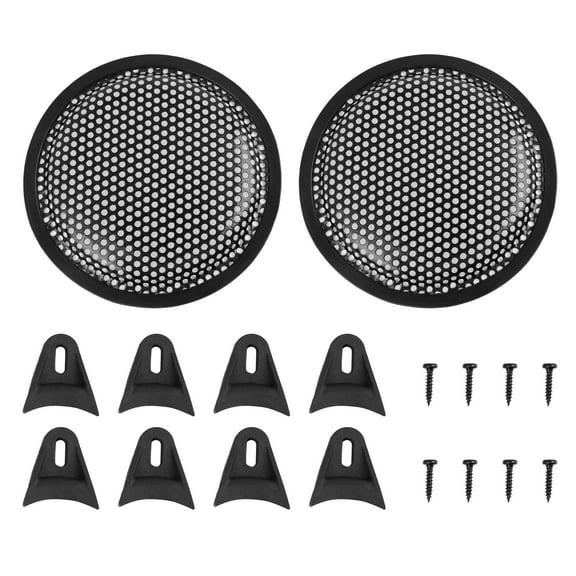 2 pcs 6" Black Round Car Speakers Cover Steel Mesh Sub Woofer Subwoofer Grill Protector