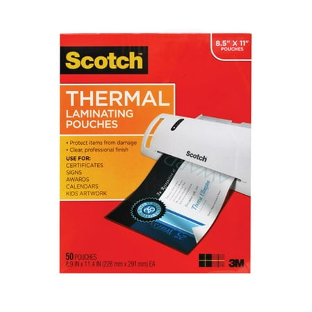 Scotch Thermal Laminating Pouches 50 pack, Letter Size, 9.5in 11.5in., 3mil thickness, 50 Pouches per Pack