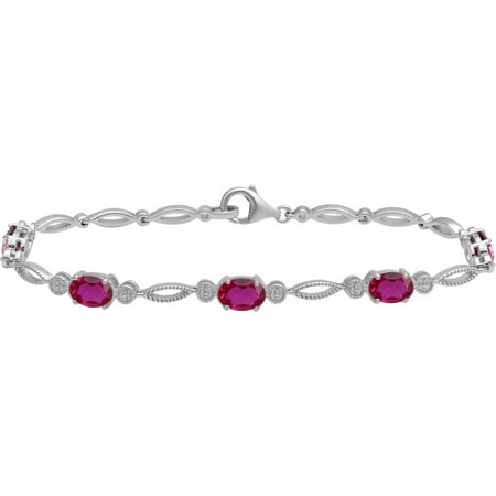 Created Ruby Sterling Silver Fashion Bracelet