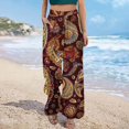 thumbnail image 4 of Cxenplz Palazzo Pants for Women 2025, Elastic High Waisted Boho Casual Loose Wide Leg Pants Plus Size Print Baggy Lounge Trouser Pants, 4 of 6