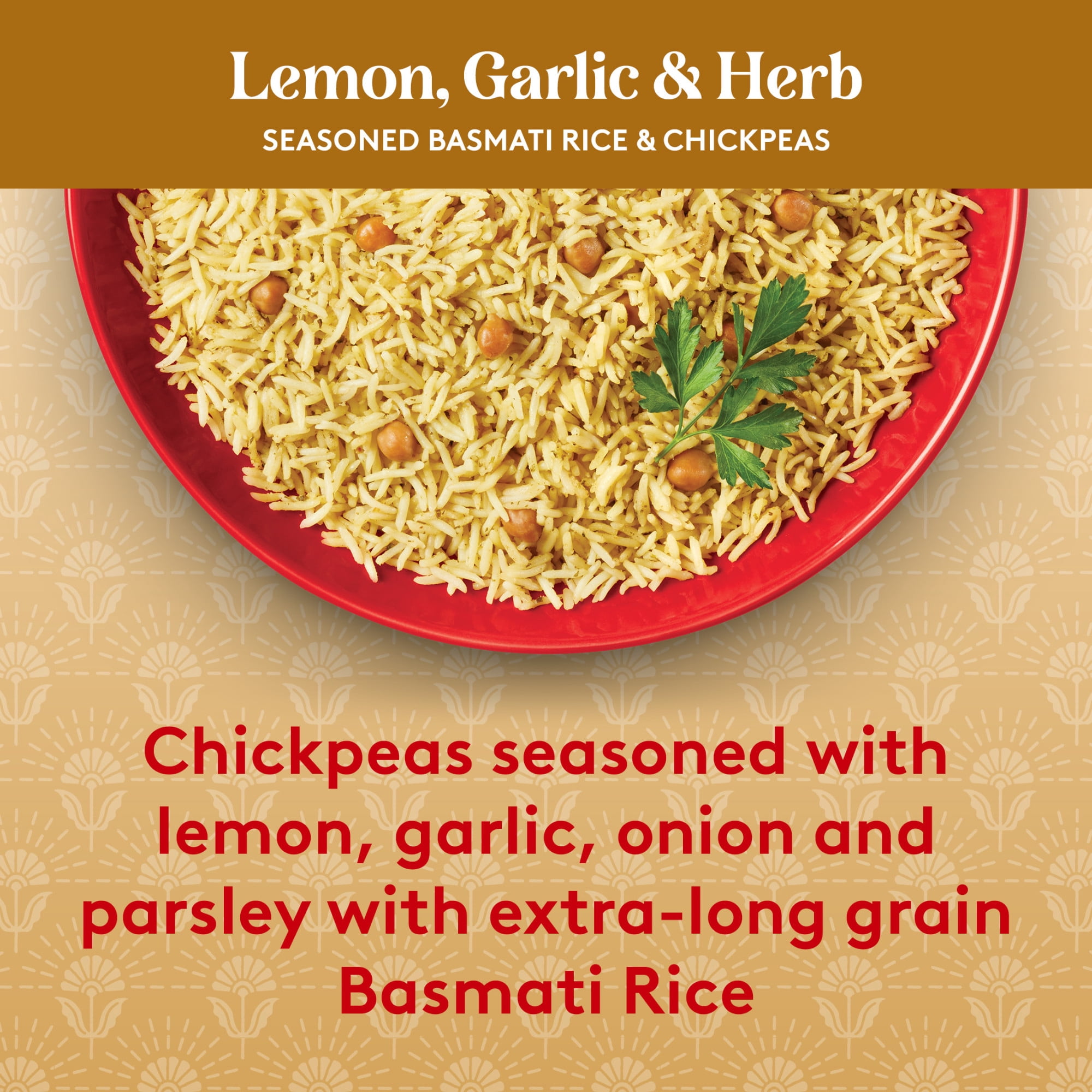 (6 pack) Authentic Royal Ready-to-Heat Lemon Garlic Herb Long Grain Basmati Rice, 8.5 oz Microwavable Pouch
