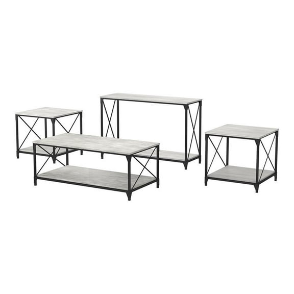 Furniture of America Clarissa Metal 4-Piece Coffee Table Set in Gray