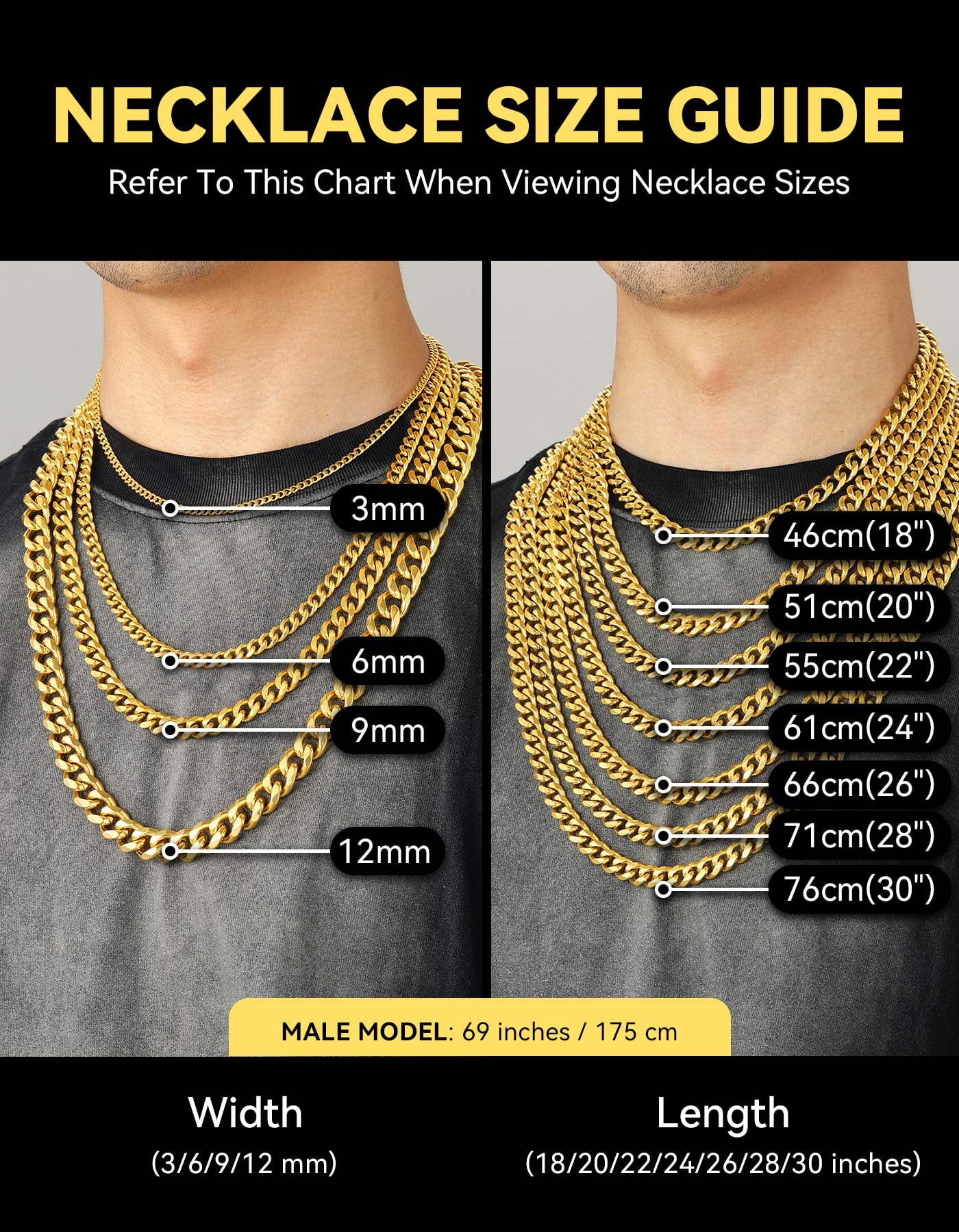 ChainsHouse 14k Gold Plated Cuban Link Chain Necklace for Men Women Stainless Steel 3mm Chains Choker Necklaces Mens Jewelry Gift, 22 Inches