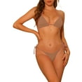 thumbnail image 1 of INSPIRAR CHIC Trajes de baño de dos piezas para mujer, con tirantes, texturizados y acanalados, con parte inferior triangular atada, color caqui grande, 1 of 5