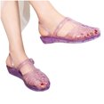 thumbnail image 4 of Tuobarr Women's Slide Sandals Summer New Baotou Sandals Soft Sole Transparent Crystal Jelly Casual Slippers Purple US Size 6, 4 of 5