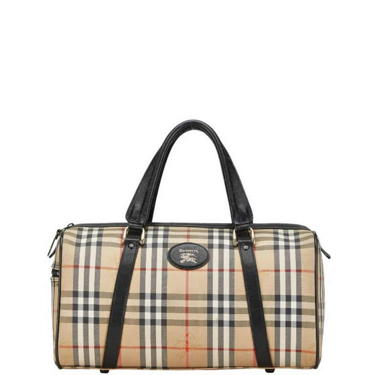Pre-Owned Burberry Nova Check Horse Logo Boston Bag Beige