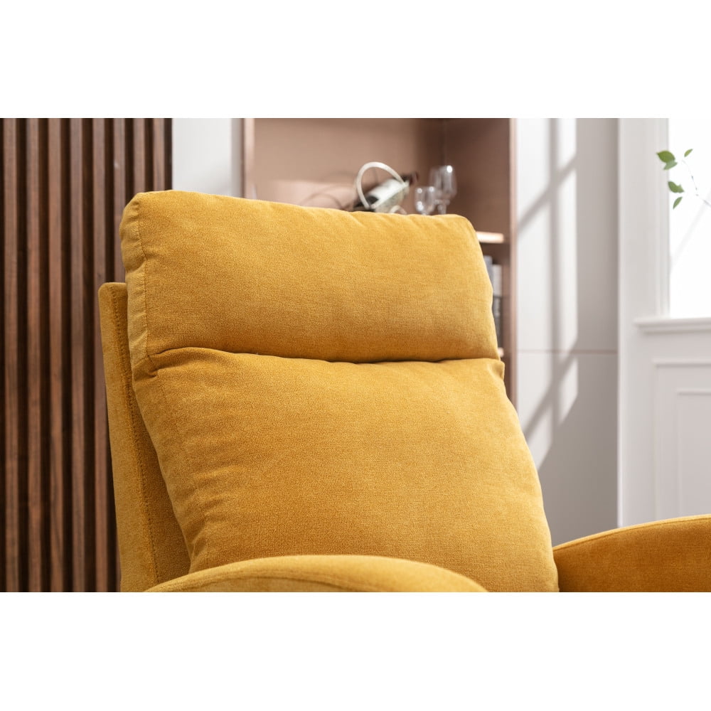 Upholstered Swivel Glider, Cosymart Rocking Chair for Nursery, Modern Style One Left Bag, Yellow Finish