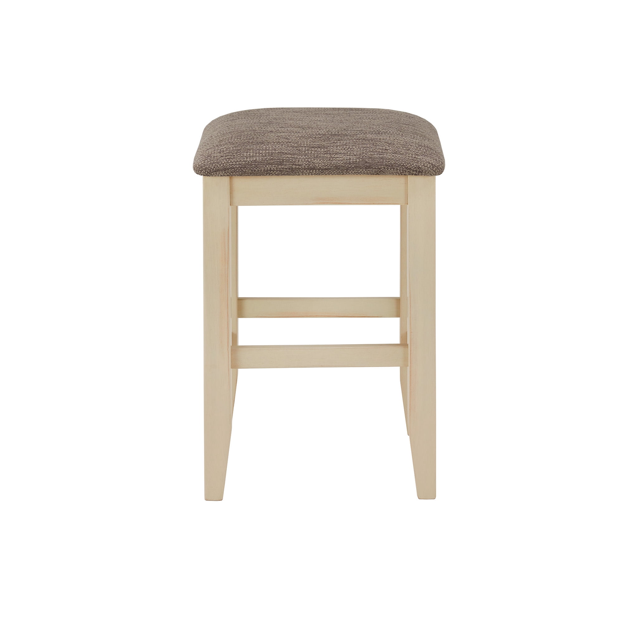 Weston Home Yvoire 24" Counter Height Upholstered Bar Stool, Set of 2, Creamy Off White Finish, Gray Fabric