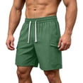 thumbnail image 5 of Hurxie Mens Casual Sweat Cargo Shorts Drawstring Elastic Waist Short Athletic Workout Gym Jogger Shorts with Pockets Green,3XL, 5 of 5