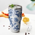 thumbnail image 3 of 30oz Blue Pioneer Flower and Bird Tumblers Stainless Steel Tumbler with Lid and Straw,Vacuum Insulated Double Wall Travel Tumbler Cups Mug with Cleaning Brush for Coffee,Tea, 3 of 7