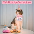 thumbnail image 4 of Decoraciones de cumpleaños para gatos, sombrero de cumpleaños, bandana, atuendo de fiesta para gatos, decoraciones de cumpleaños para gatitos, color rosa, 4 of 7
