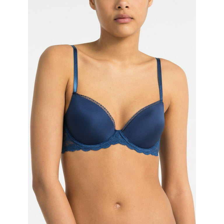Calvin Klein Womens Seductive Comfort Lace Demi Bra,Space Blue,36 C