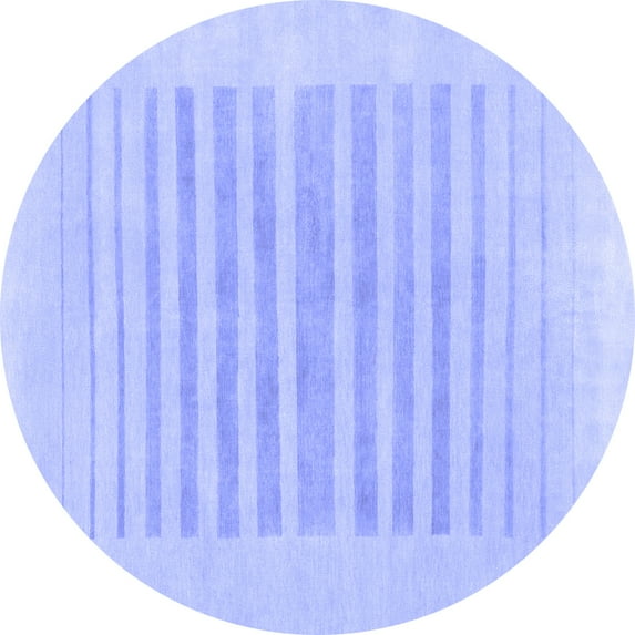 Ahgly Company Machine Washable Indoor Round Solid Blue Modern Area Rugs, 7' Round