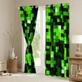 thumbnail image 3 of Manfei Pixel Grid Miners Black Out Curtains,Geometric Check Curtains Pack of 2 (42x63 Each),Green Patchwork Pixel Buffalo Bedroom Curtains For Girls Boys,Breathable Home Decor, 3 of 6