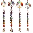 thumbnail image 5 of Piedra de 7 colores colgante tejido a mano de piedra de cristal original de siete colores árbol de la vida de piedra natural colgante de coche joyería de yoga (amor) JAMW Sencillez, 5 of 5