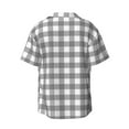 thumbnail image 7 of Picia Gray Checkboard Men's Linen Shirts Short Sleeve Cuban Beach Shirts Casual Shirts Button Down Shirt for Men Beach Summer Wedding Shirt-XX-Large, 7 of 7