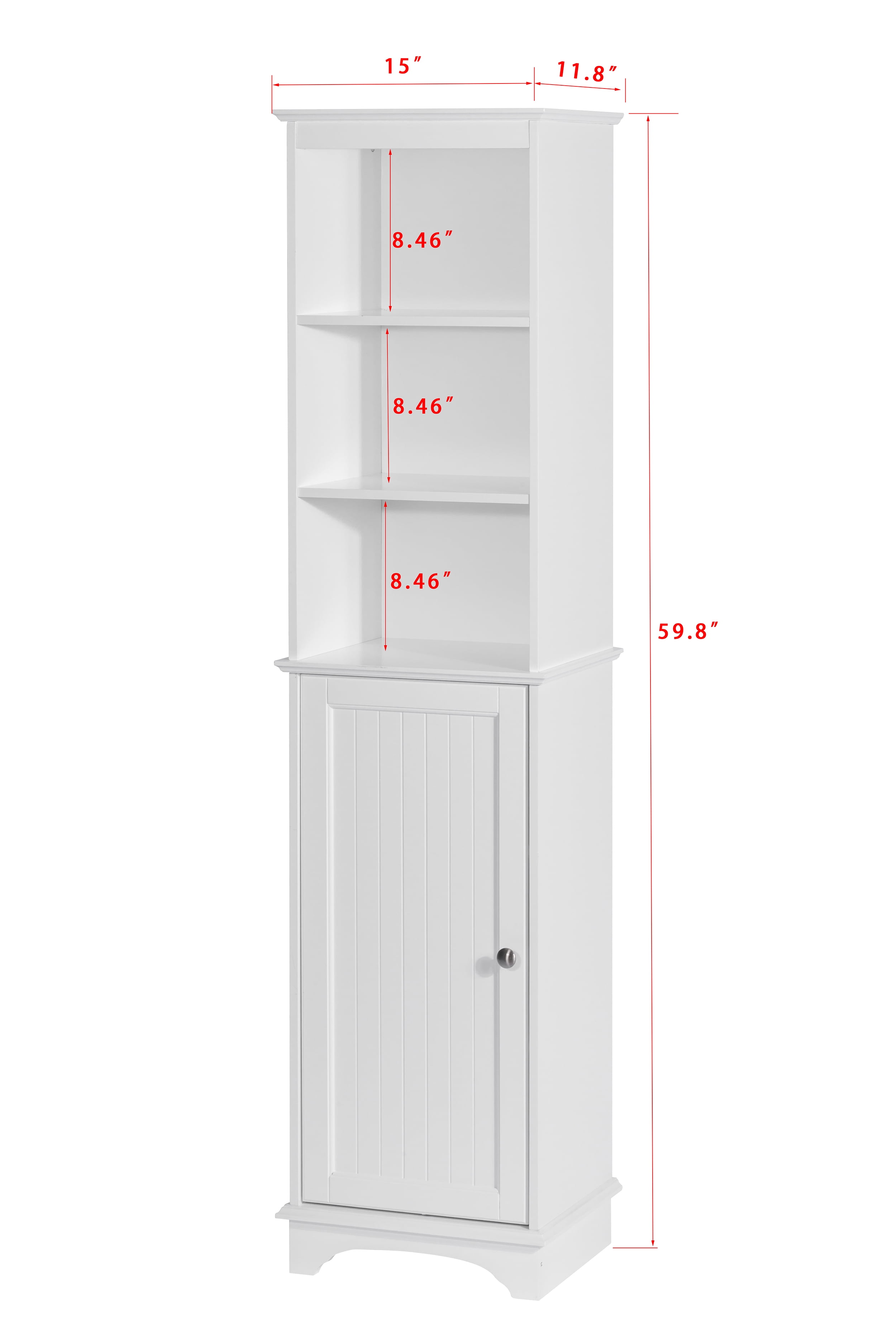 Spirich Home Tall Narrow Storage Cabinet, Bathroom Floor Slim Cabinet with  Windowpane Glass Door, Freestanding Linen Tower, White