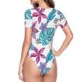 thumbnail image 4 of Daiia Hawaiian Style print Women's Crew Neck Short Sleeve Bodysuit Fashion Tops Fit Casual Basic Extender Bodysuit-Medium, 4 of 9