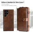 thumbnail image 2 of Galaxy S22 Ultra Wallet Case Premium Leather Flip Zipper Detachable Magnet Wallet Stand Card Holder Case with Crossbody Lanyard Strap Zipper Pocket Cover for Samsung Galaxy S22 Ultra, Brown, 2 of 8