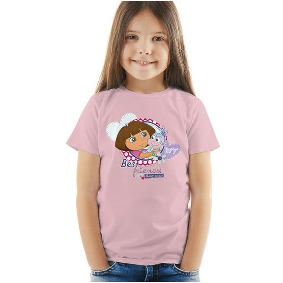 Popfunk Dora The Explorer And Boots Are Best Friends! Kids T Shirt (2) for Toddler Boys and Girls, Pink