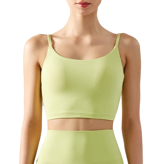 Correa delgada Yoga sujetador Pure Color U Back Crop Camisole Top para deportes con almohadilla extraíble en el pecho