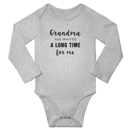 

Grandma Has Waited A Long Time for Me Cute Baby Long Sleeve Clothing Bodysuits Unisex (Gray 18-24M)