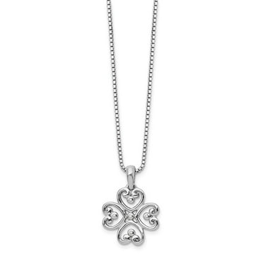 Primal Silver Sterling Silver Polished 0.02 Cttw Diamond Heart Necklace
