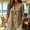 Khaki, variant on Cotton Linen Tops for Women Lapel Collar V Neck 3/4 Sleeve Shirts Summer Casual Loose Fit Lightweight Gauze Blouses