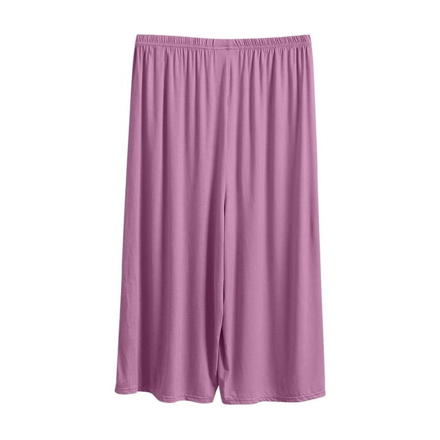 Yuyuzo Plus Size Capri Pajamas Pants For Women Causal Loose Elastic Waisted Solid Color Homewear Capris