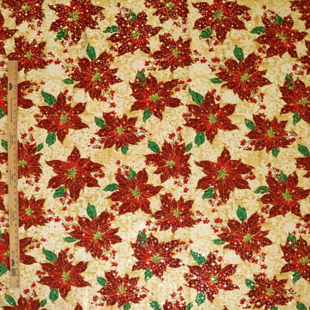 Shiny Gold Accents on Light Weight Poly-Cotton Christmas Fabric 58 Wide by 36 (1-Yard) for Arts Crafts Sewing Shiny Gold Accents on Light Weight Poly-Cotton Christmas Fabric 58 Wide by 36 (1-Yard) for Arts Crafts Sewing
