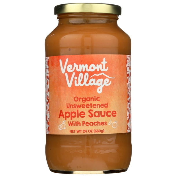 Vermont Village Organic Unsweetened Applesauce with Peaches, 24 oz