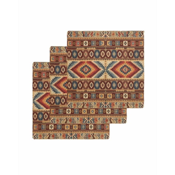 Retro Southwest Kitchen Dish Towels for Drying Dishes Set of 3, Boho Aztec Tribal Abstract Geometric Waffle Weave Microfiber Terry Hand Tea Bathroom Towels Quick Dry & Absorbent Towel 12x12