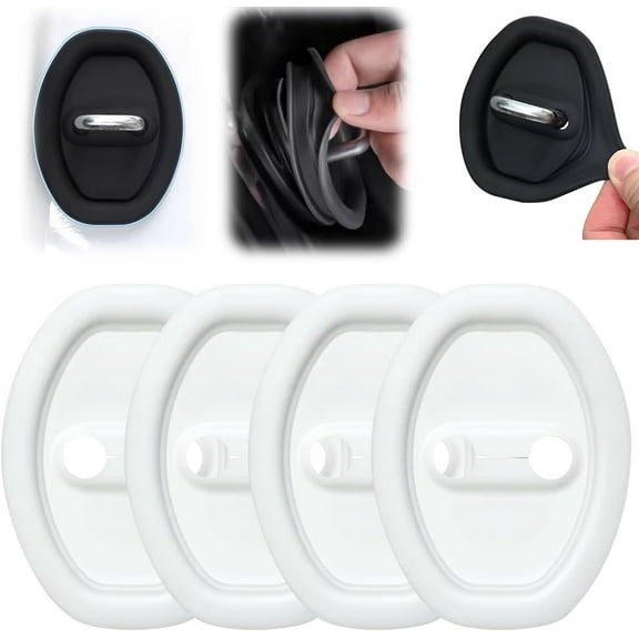 Universal Car Silicone Door Latch Protective Cover, Easy Install Car Decorations, Protects Door Latches for All Vehicles (White, 4pcs)