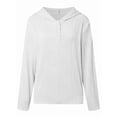 thumbnail image 2 of Womens Sweatshirts Hoodies Casual Loose Long Sleeve V Neck Button Down Shirts Tops Pullover Fall Clothes Outfits White L, 2 of 5