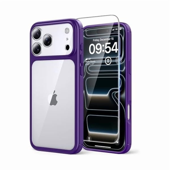 ZHU997 for iPhone 17 Pro Case, Full Camera Protection with Screen Protector, Anti-Yellowing Military-Grade Protection Shockproof Slim Phone Case for iPhone 17 Pro, Purple