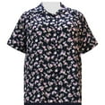 thumbnail image 1 of A Personal Touch Women's Plus Size Short Sleeve Button-Up Print Blouse with Pleats - Navy Pink Rose - 6X, 1 of 1