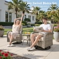 thumbnail image 4 of Ovios 9 Pieces Outdoor Patio Sectional Furniture with 54" Gas Propane Fire Pit Table All-Weather Rattan Wicker Conversation Set with Swivel Glider Rocking Chair for Backyard, 4 of 10