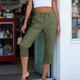 thumbnail image 3 of Pounoo Women's Mid Waist Linen Capri Pants, Casual Straight Leg Cropped Trousers with Button Detail for Outdoor and Daily Wear Gift, 3 of 9