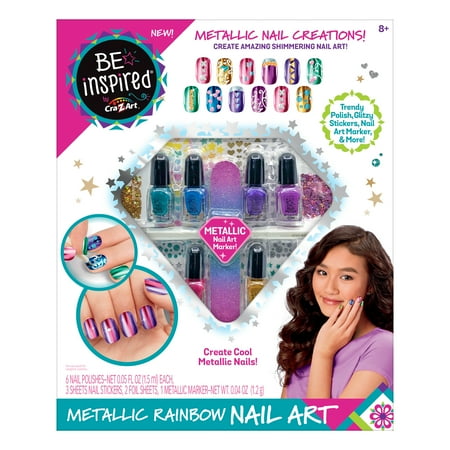 Cra-Z-Art Be Inspired Metallic Rainbow Nail Polish, Metallic Nail Art Activity Set