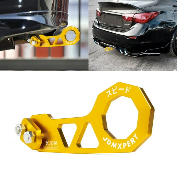 Xotic Tech Auto Aluminum JDM Rear Tow Hook Kit Racing Style Trailer Towing Ring Decoration Car Accessories , Universal Fit Car , Truck , SUV , Most Vehicles (Gold)