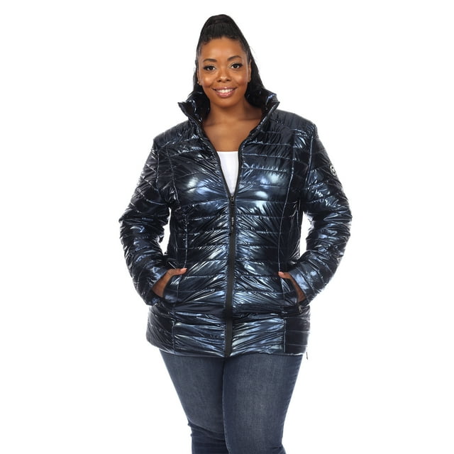 White Mark Manteau Matelassé Métallisé pour Femme