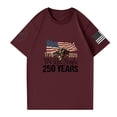 thumbnail image 4 of Hogleaql Patriotic 250th Anniversary T-Shirt Men's 1776-2026 Crew Neck American Flag Print Short Sleeve T-Shirt Patriotic Dressy Independence Day Themed Loose Tshirt Wine 3XL, 4 of 6