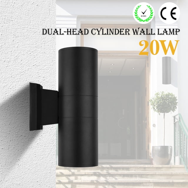 Lámpara De Pared Led Cob De 20W, Candelabro De Pared De Cilindro Arriba Y Abajo, Resistente Al Agua, Ip65, Blanco Cálido, Ca 85-265V Para Jardín De Pasillo Yuarrent HA024398-01