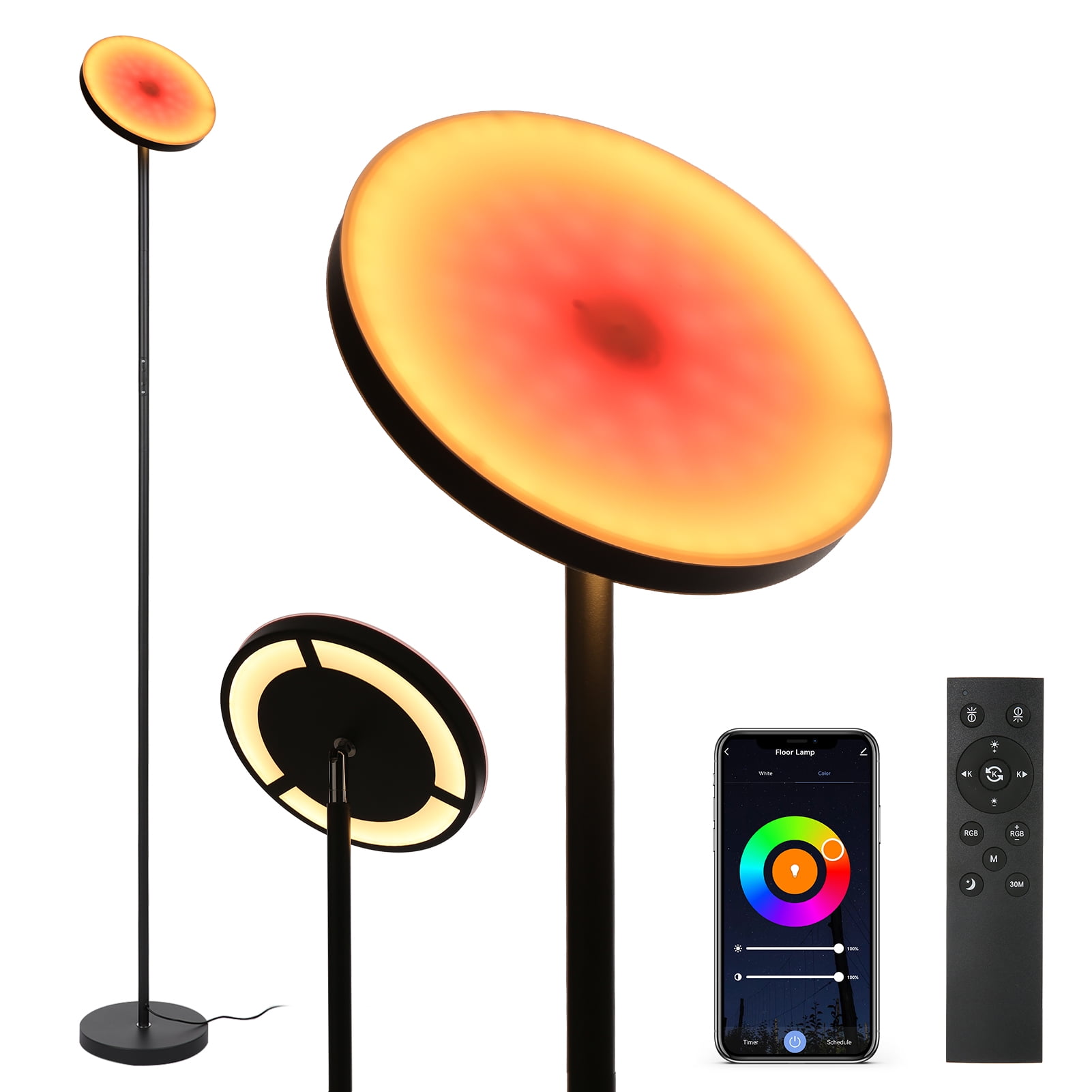Zigbee 3.0 Smart Floor Lamp - 1500lm, RGB & White, 16 Million Colors, Corner Lamp For Bedroom, Living Room, App Control, Silver