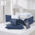 thumbnail image 4 of Virtu California King Comforter Set with Cooling Pillows and Pillow Shams, Bed In A Bag 9 Pc Pleated Bedding Set, Navy, 4 of 7