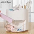 thumbnail image 5 of Portalápices giratorio de 360 grados con cajón, 5 compartimentos, escritorio, soporte para brochas de maquillaje, para tocador, hogar, oficina, escritorio, color blanco, 5 of 5