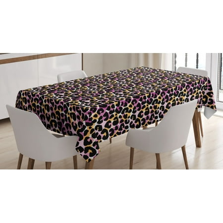 

Leopard Print Tablecloth Abstract Wild Exotic Animal Skin Pattern in Artistic Style with Vibrant Color Rectangular Table Cover for Dining Room Kitchen 52 X 70 Inches Multicolor by Ambesonne