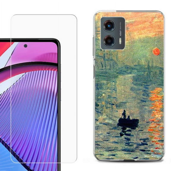 OneToughShield ® Compatible with Motorola Moto G 5G 2023, Shockproof Phone Case, with Tempered Glass Screen Protector - Sunrise Impression